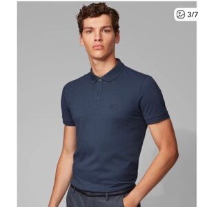 Hugo Boss Golf Dark Blue Piro Knit Polo Shirt